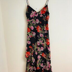 Black Floral Dress Sundress Speechless Pink Red Green Layered Flowy Skirt Long